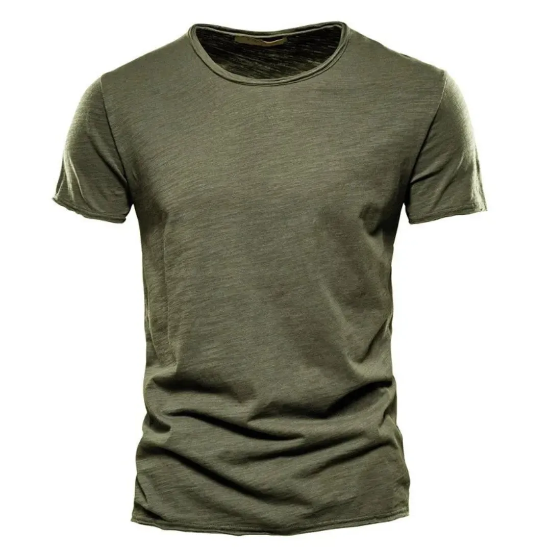 Men's Crewneck Short-Sleeve Slub Texture T-Shirt