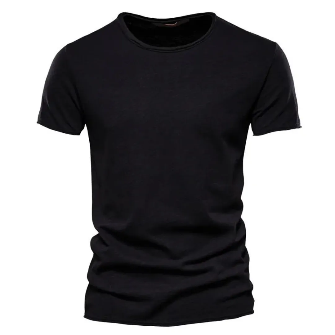 Men's Crewneck Short-Sleeve Slub Texture T-Shirt