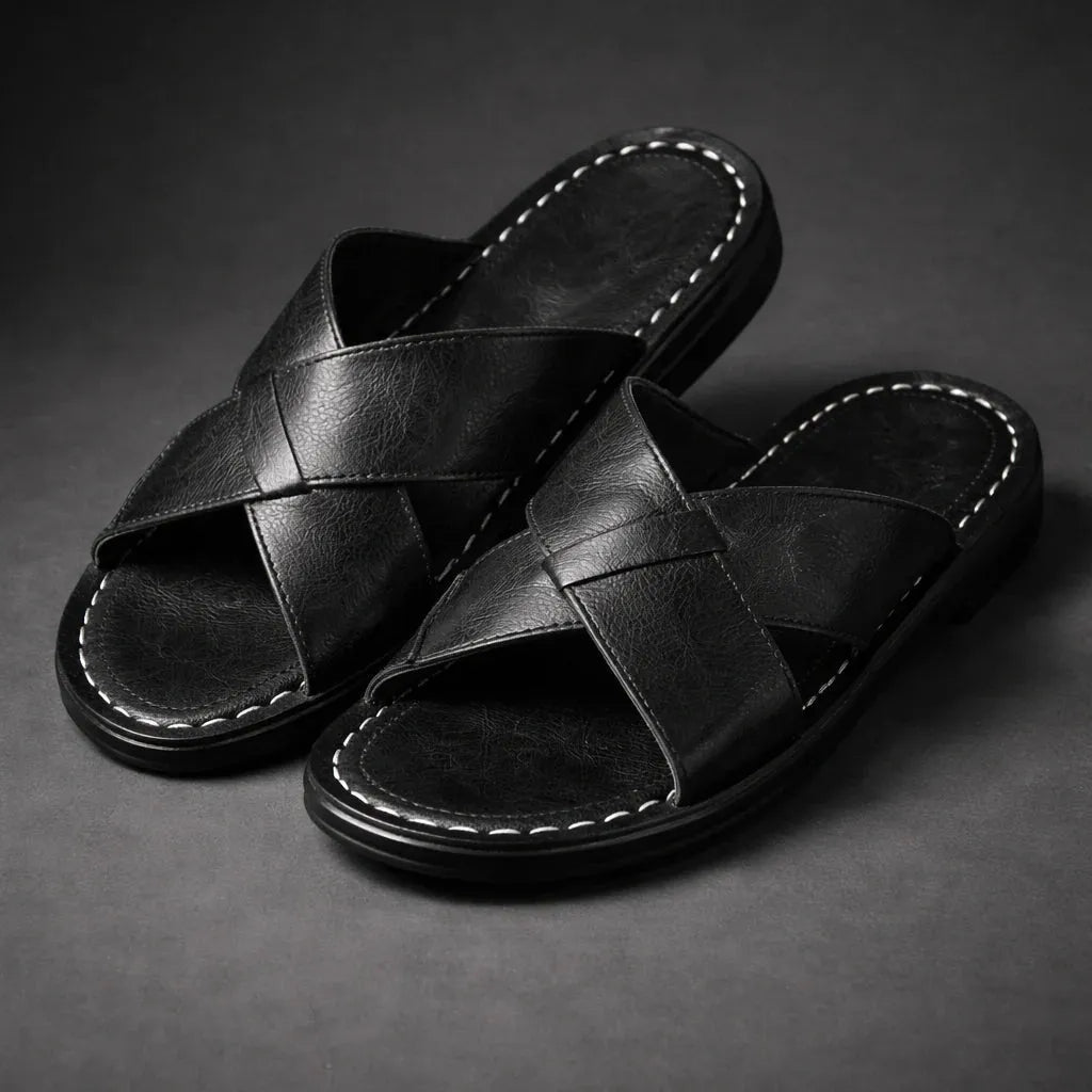 Men's Cross-Strap Slip-On Sandals