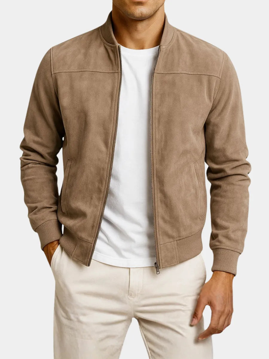Men's Faux Suede Transitional Jacket with Structured Shoulders