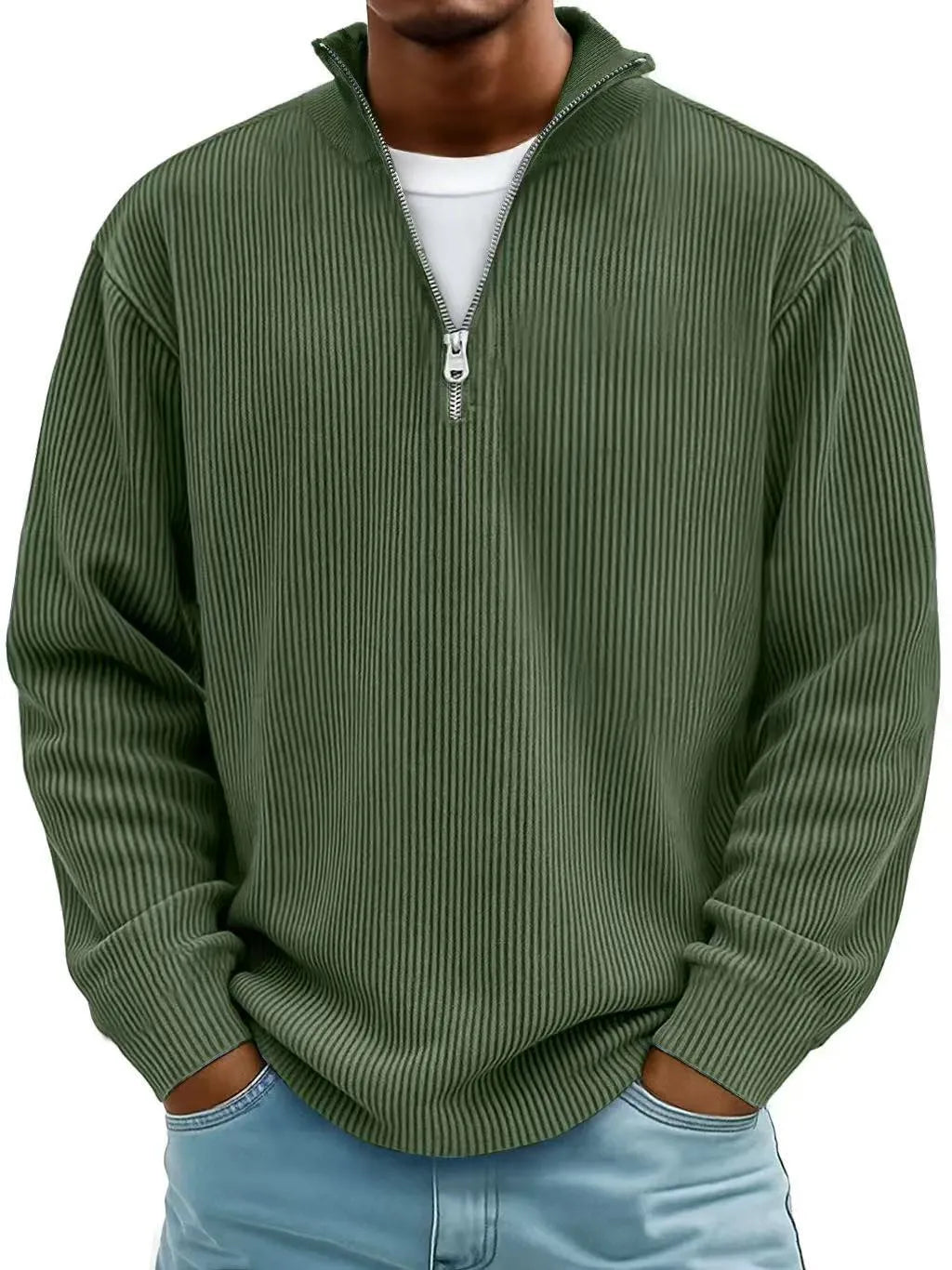 Men's Half-Zip Relaxed-Fit Knit Pullover Sweater