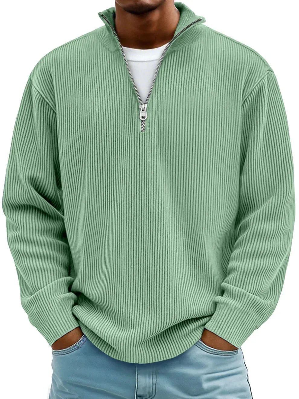 Men's Half-Zip Relaxed-Fit Knit Pullover Sweater