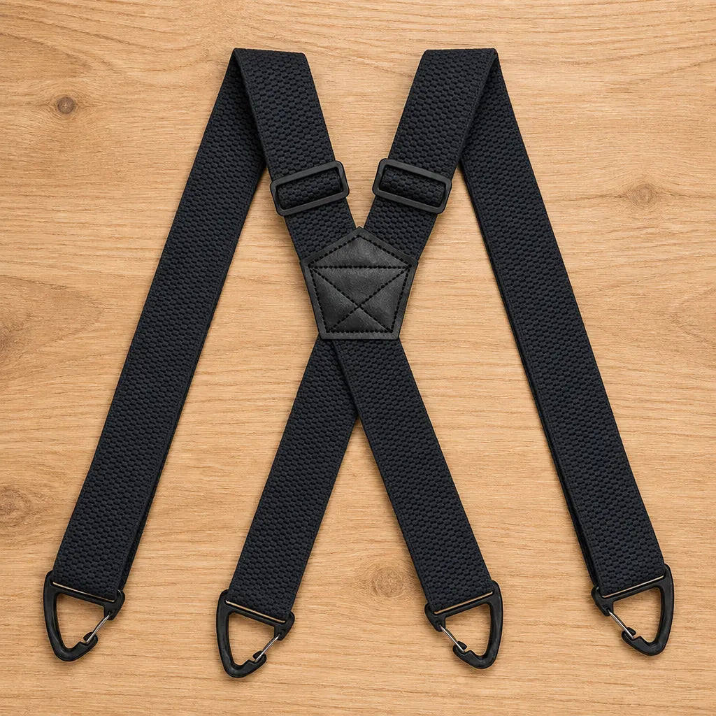 Men's Heavy Duty Elastic Suspenders with 3.8 cm Wide Metal Clips