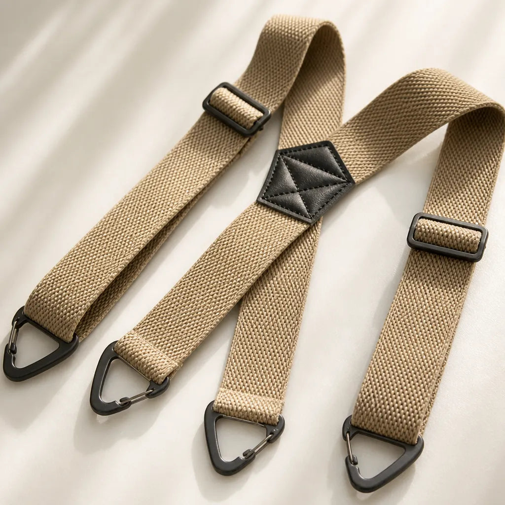 Men's Heavy Duty Elastic Suspenders with 3.8 cm Wide Metal Clips