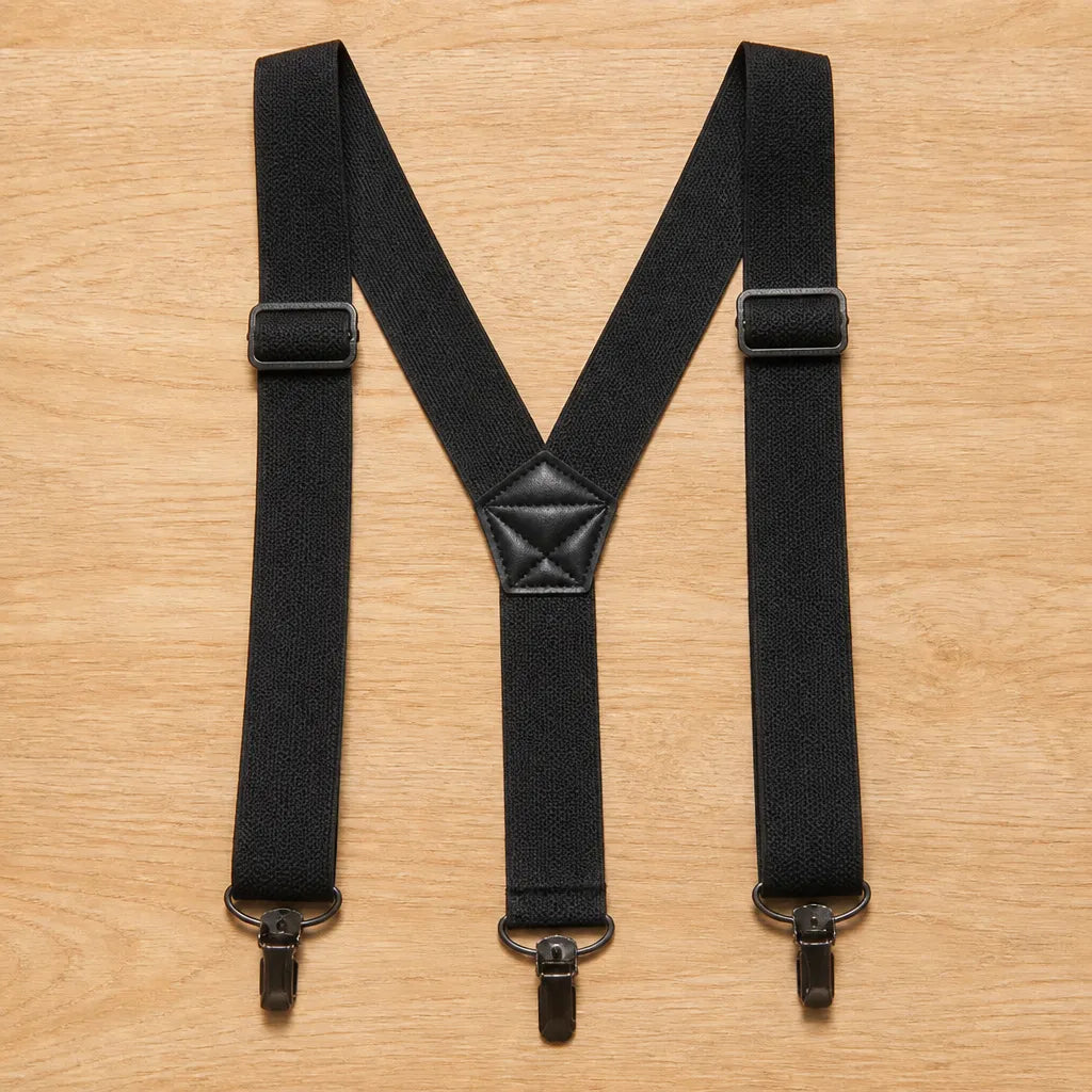 Men's Heavy Duty Elastic Suspenders with 3.8 cm Wide Metal Clips