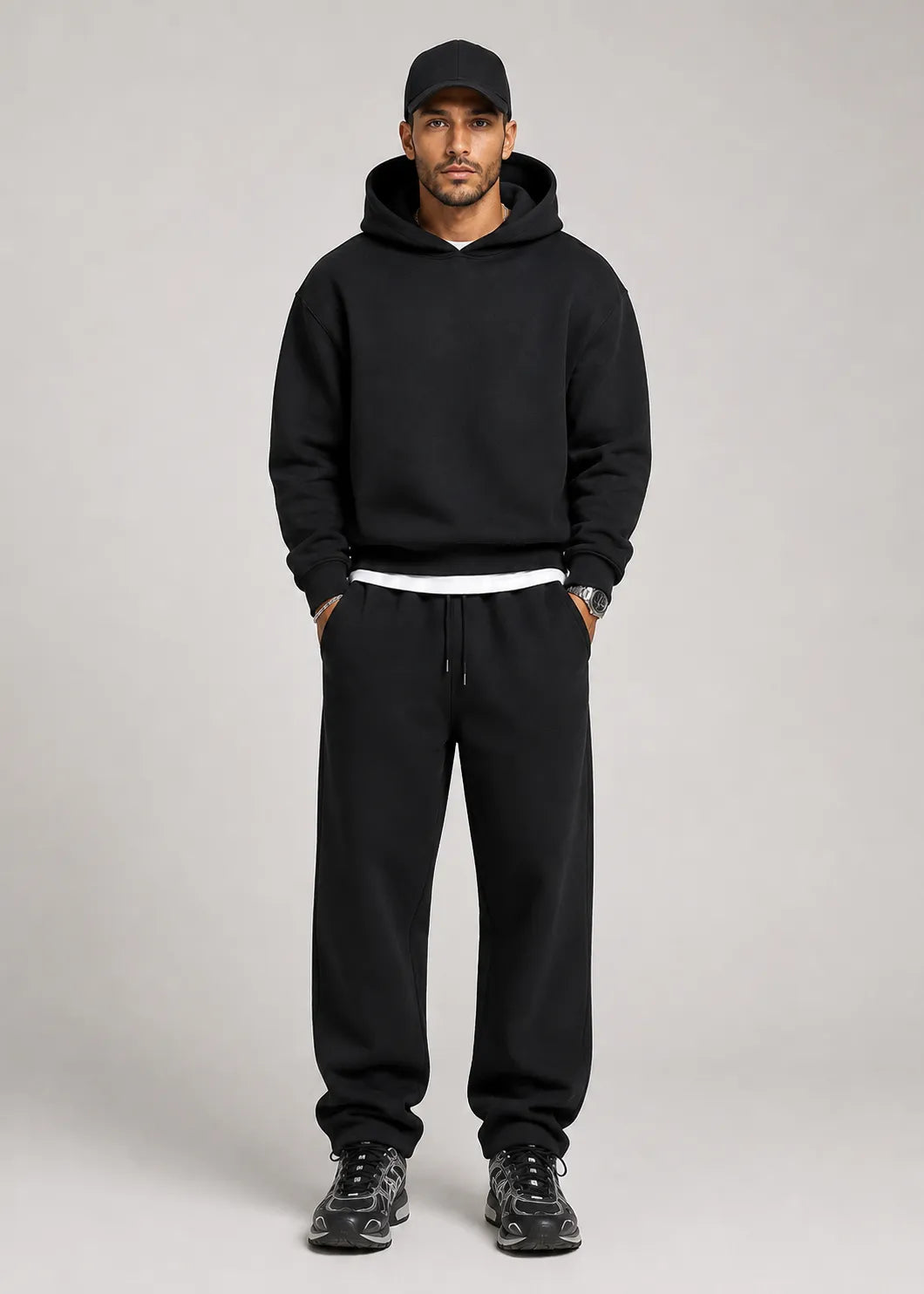 Men's Hoodie and Sweatpants Set with Relaxed Fit