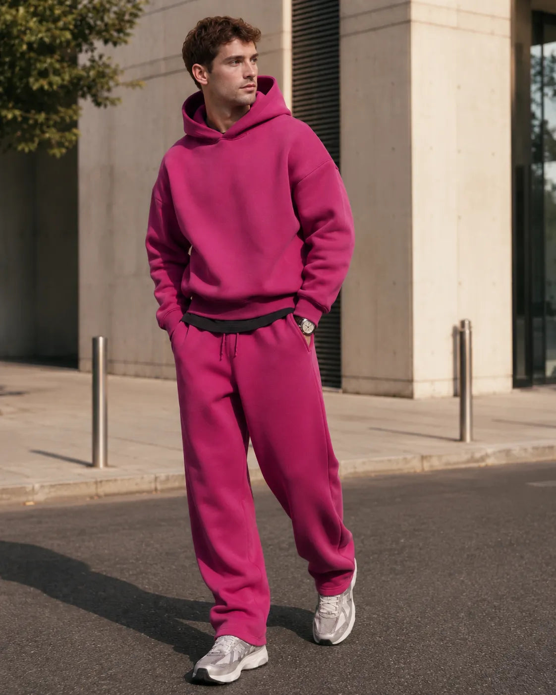 Men's Hoodie and Sweatpants Set with Relaxed Fit