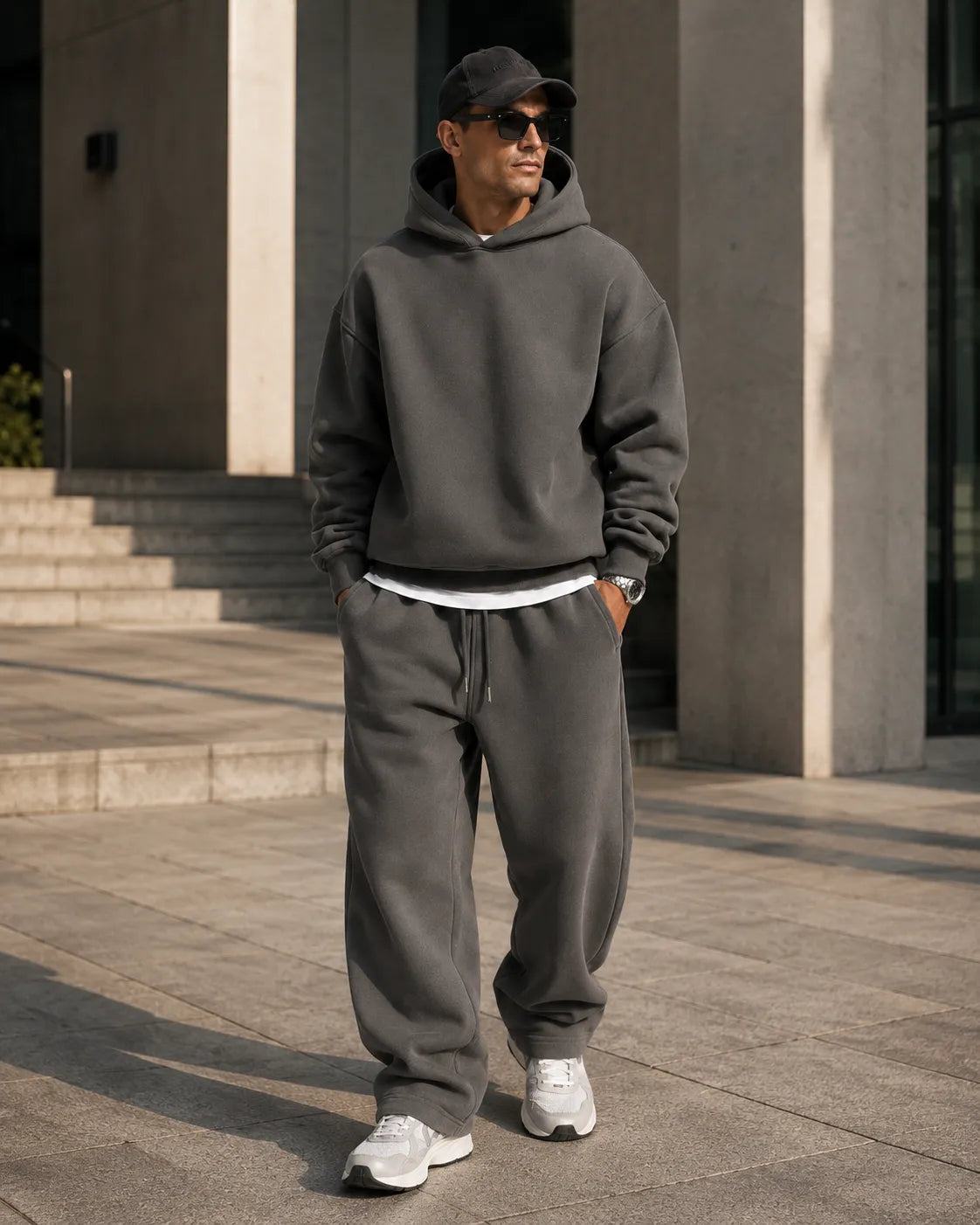 Men's Hoodie and Sweatpants Set with Relaxed Fit