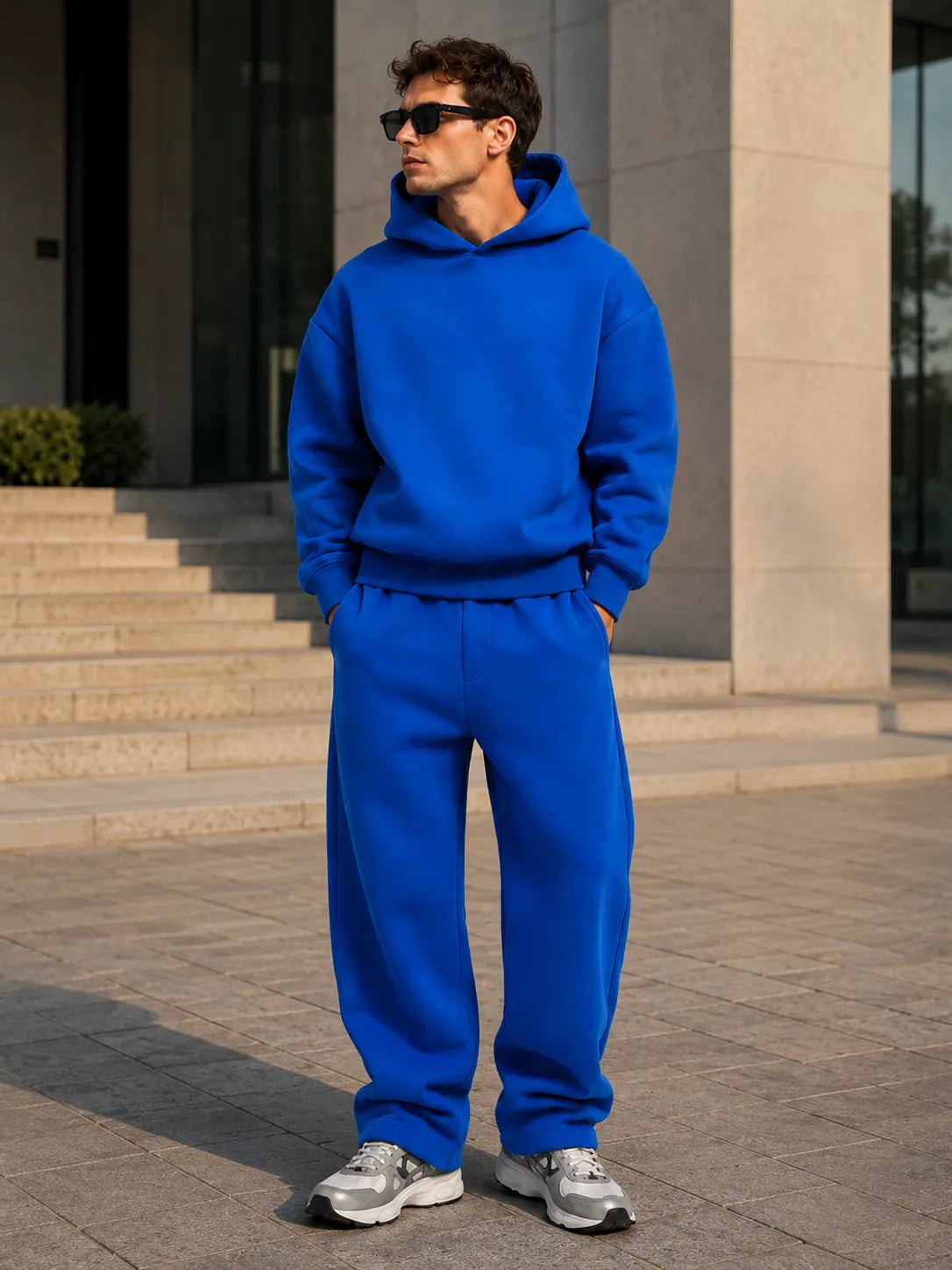 Men's Hoodie and Sweatpants Set with Relaxed Fit