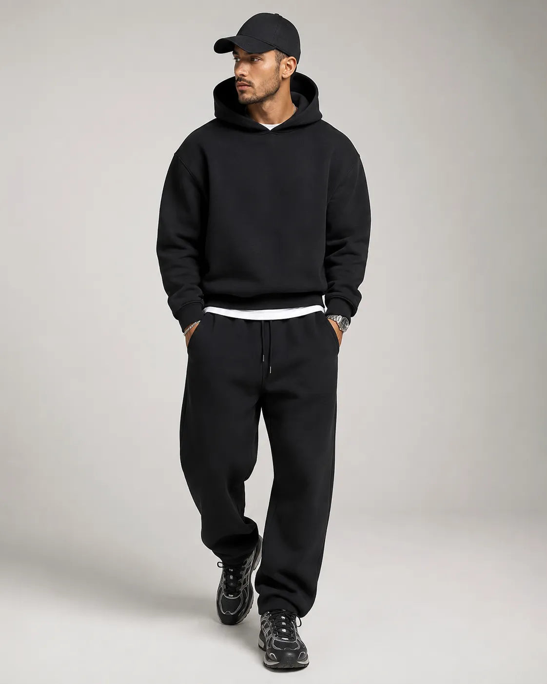 Men's Hoodie and Sweatpants Set with Relaxed Fit