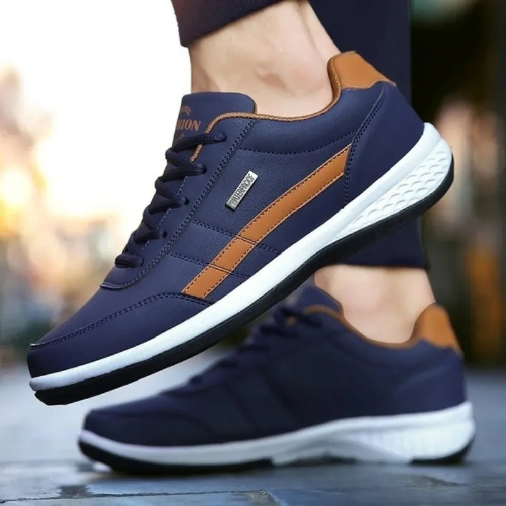 Men's Lace-Up Leather Low-Top Sneakers