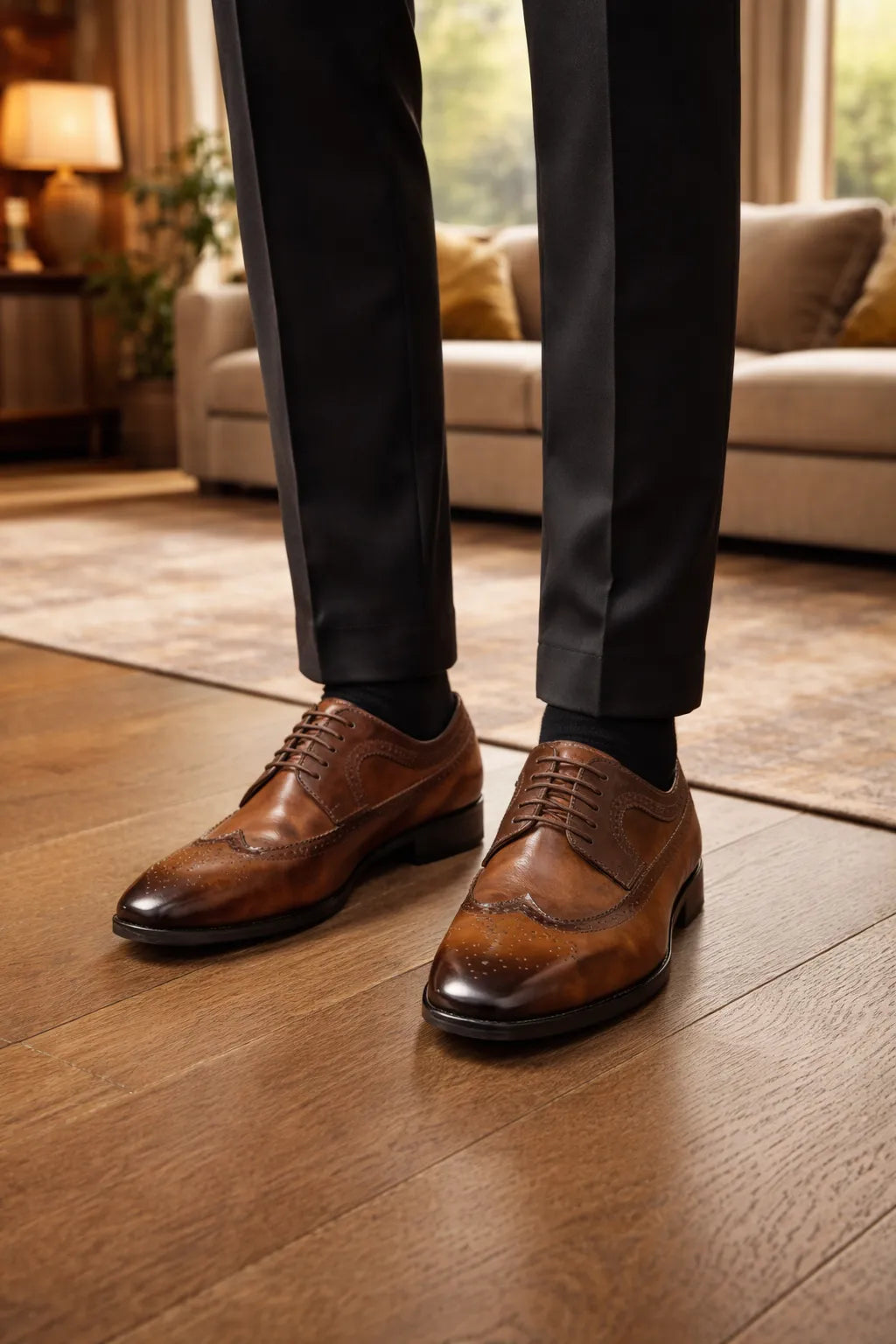 Men's Leather Brogue Oxford Dress Shoes