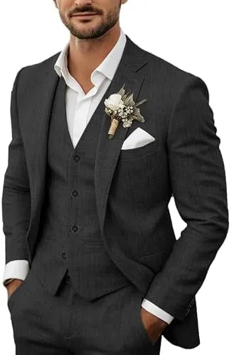 Men's Lightweight Linen 3-Piece Suit for Weddings