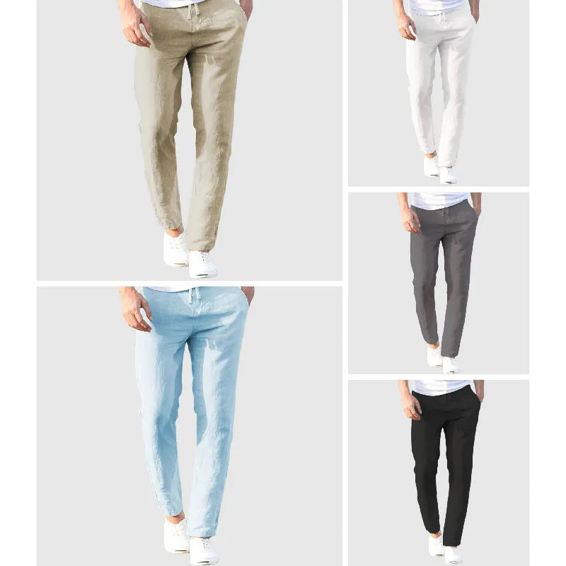Men's Linen Pants with Drawstring Waist
