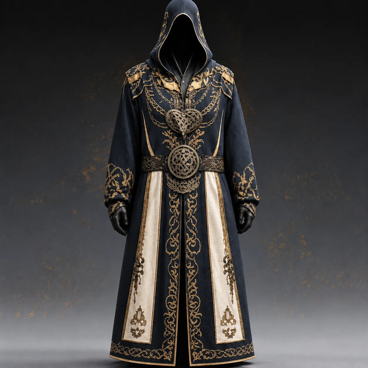 Men's Medieval Hooded Costume with Celtic Trim