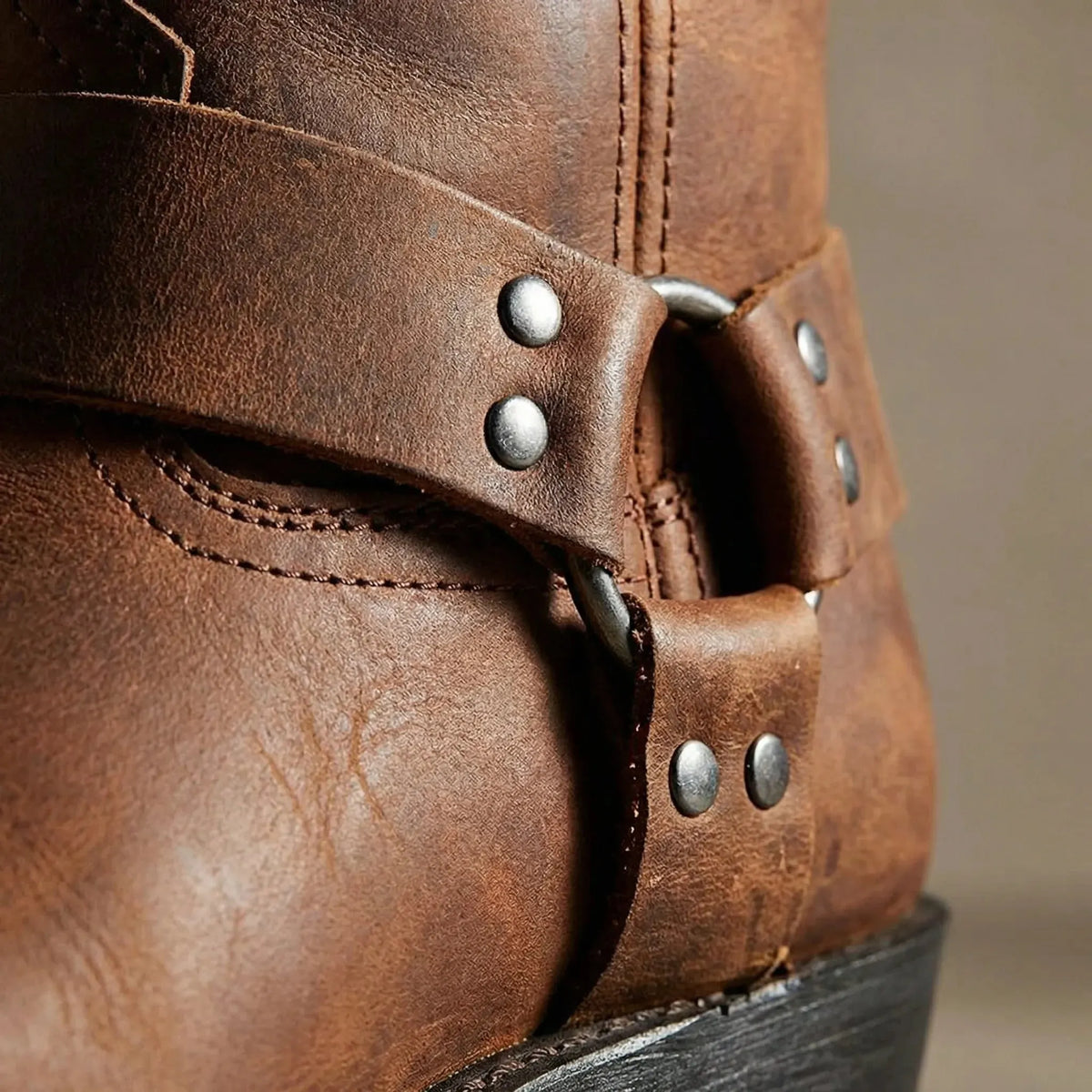 Men's Mid-Calf Cowboy Boots with Harness Strap