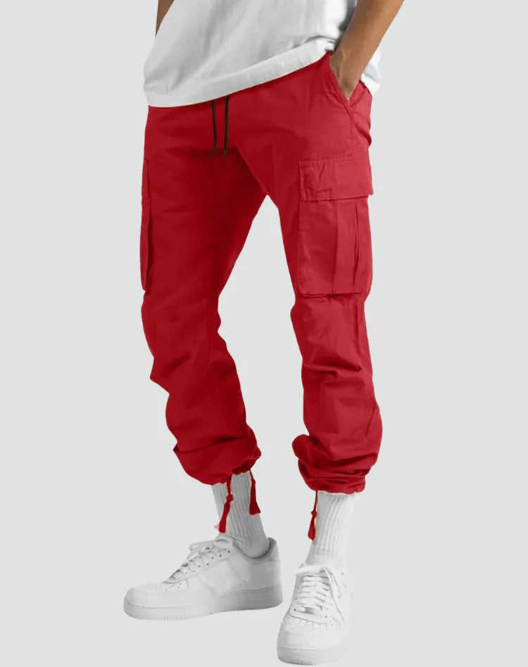 Men's Multi-Pocket Cargo Pants with Adjustable Waist