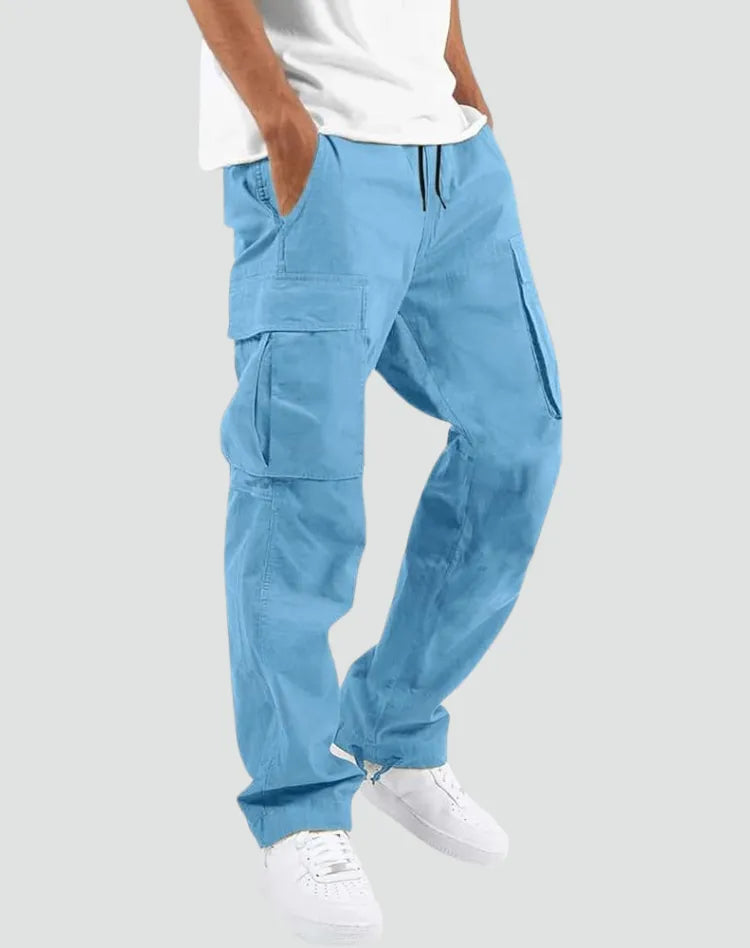 Men's Multi-Pocket Cargo Pants with Adjustable Waist