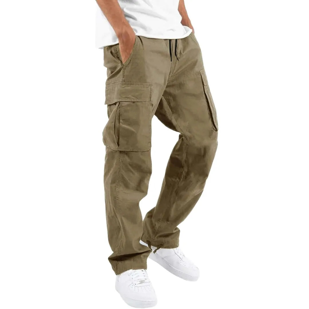 Men's Multi-Pocket Cargo Pants with Adjustable Waist