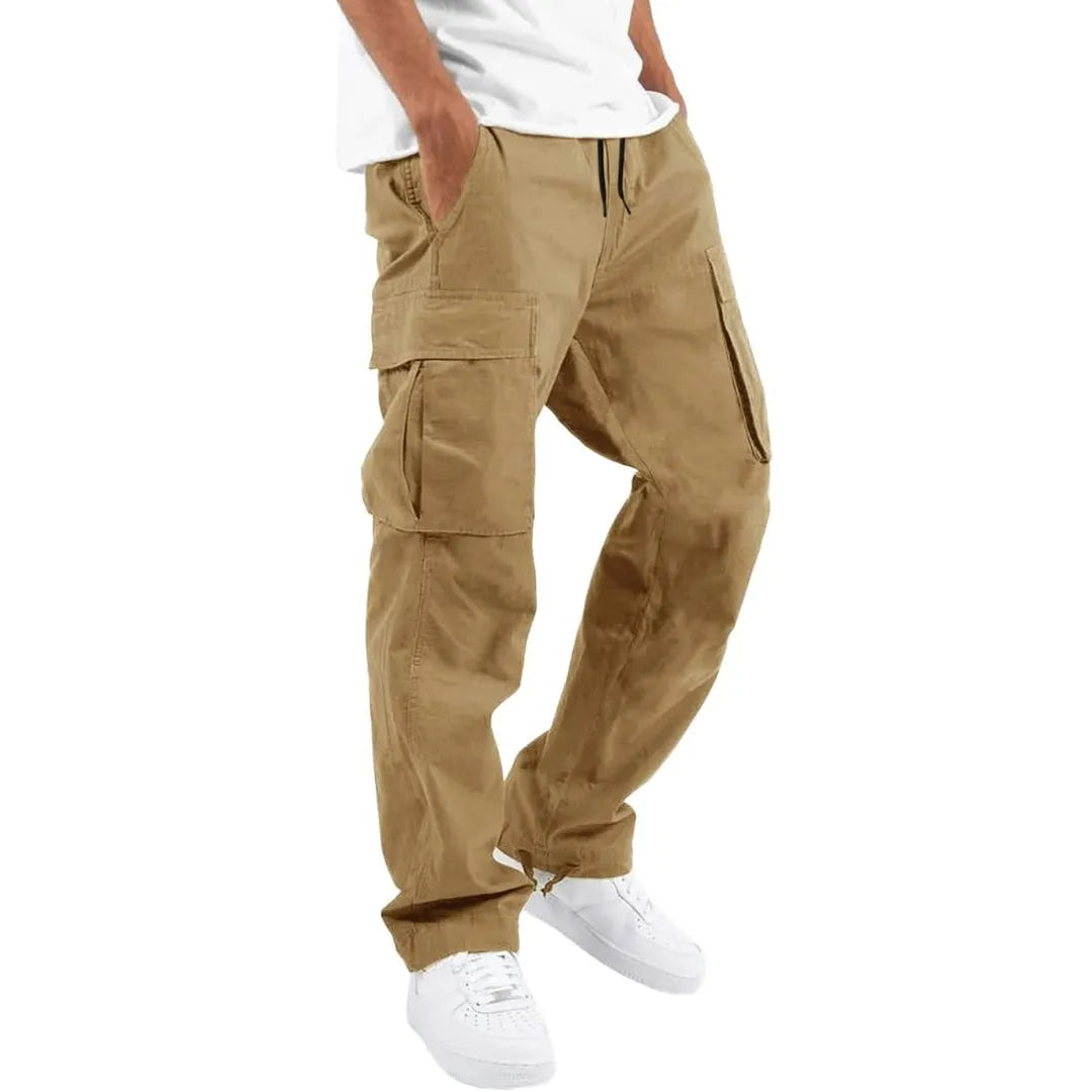 Men's Multi-Pocket Cargo Pants with Adjustable Waist