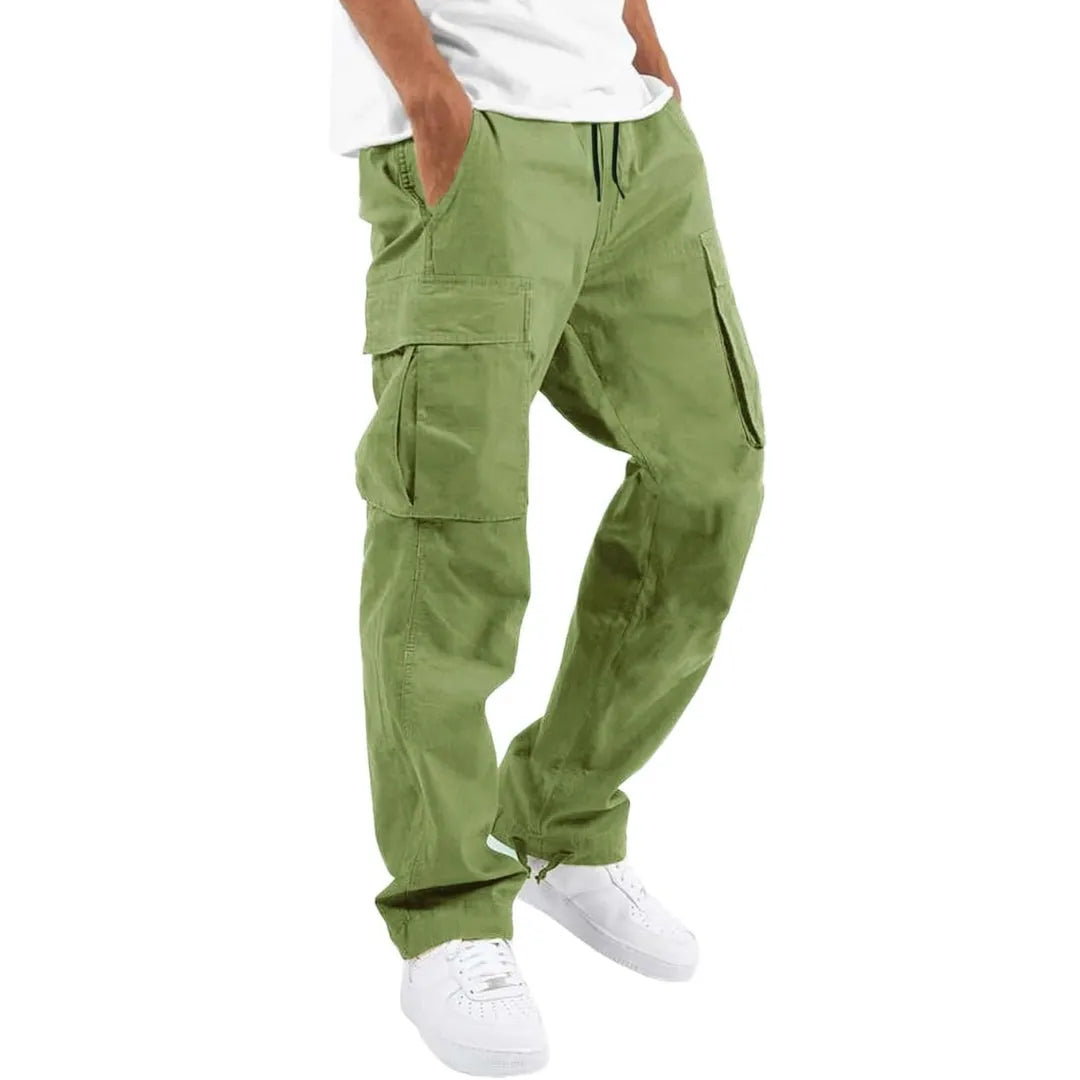 Men's Multi-Pocket Cargo Pants with Adjustable Waist