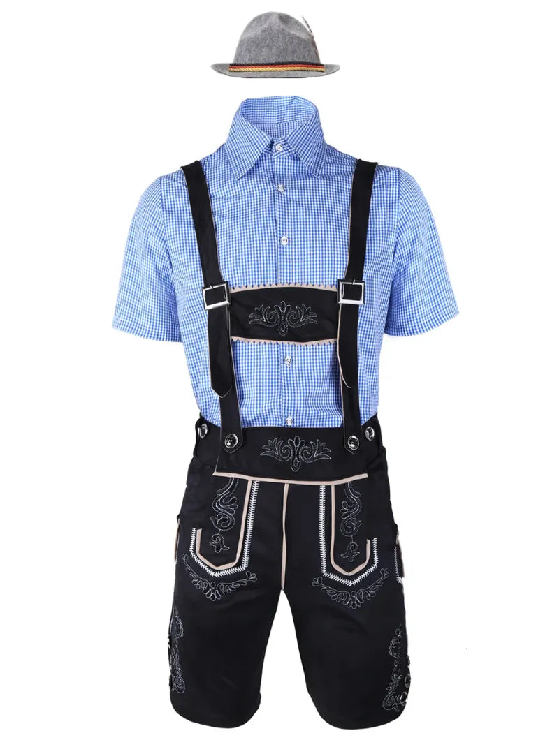 Men's Oktoberfest Lederhosen Costume with Suspenders and Shirt