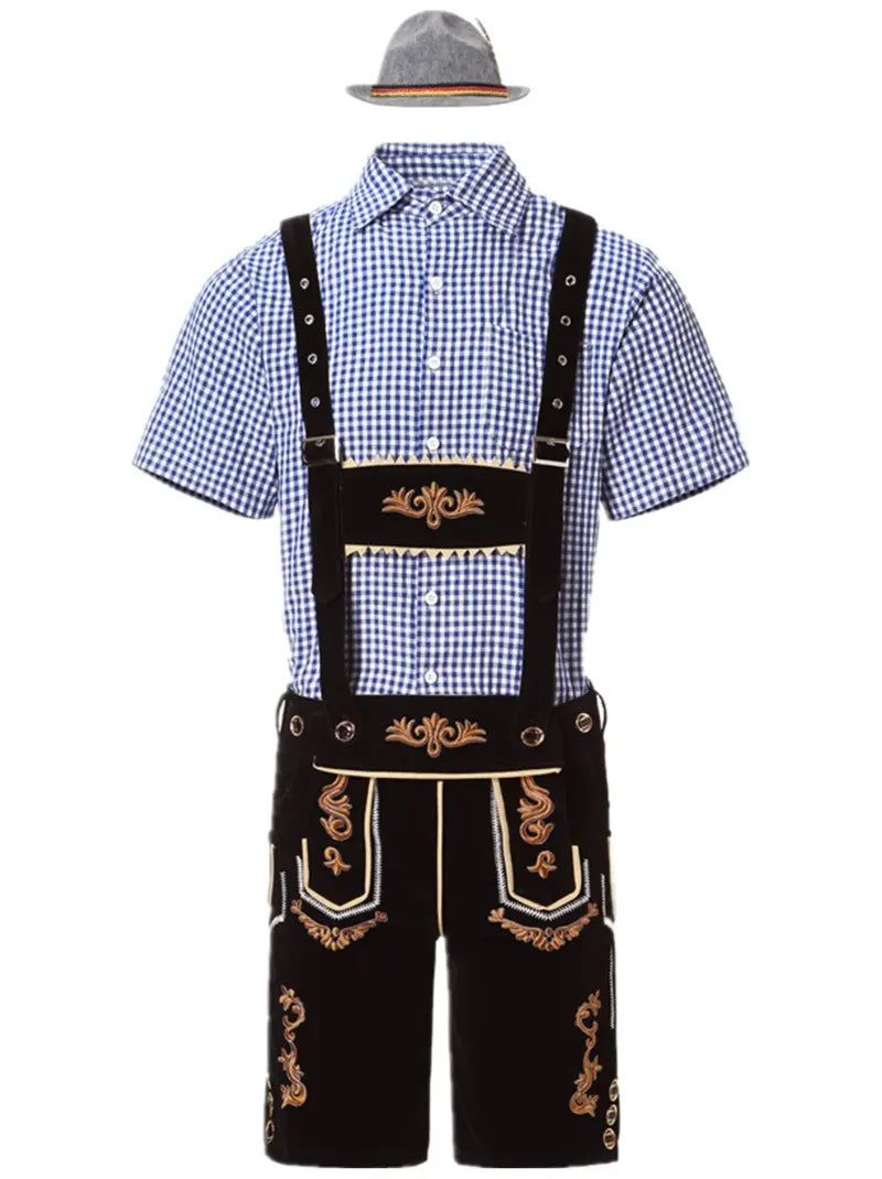 Men's Oktoberfest Lederhosen Costume with Suspenders and Shirt