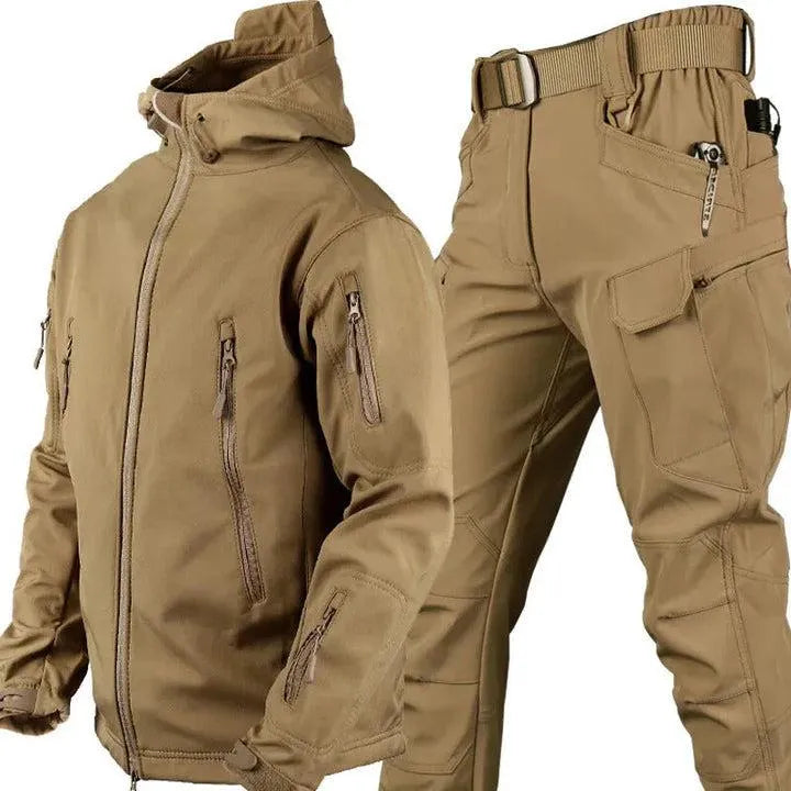 Men's Outdoor Hooded Jacket and Cargo Pants Two-Piece Set