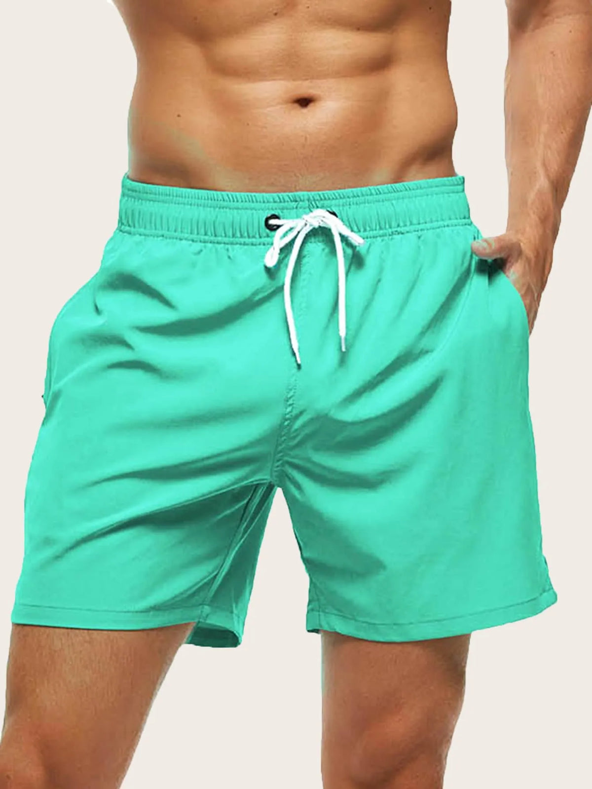 Men's Quick-Drying Elastic Swim Trunks with Zipper Pocket