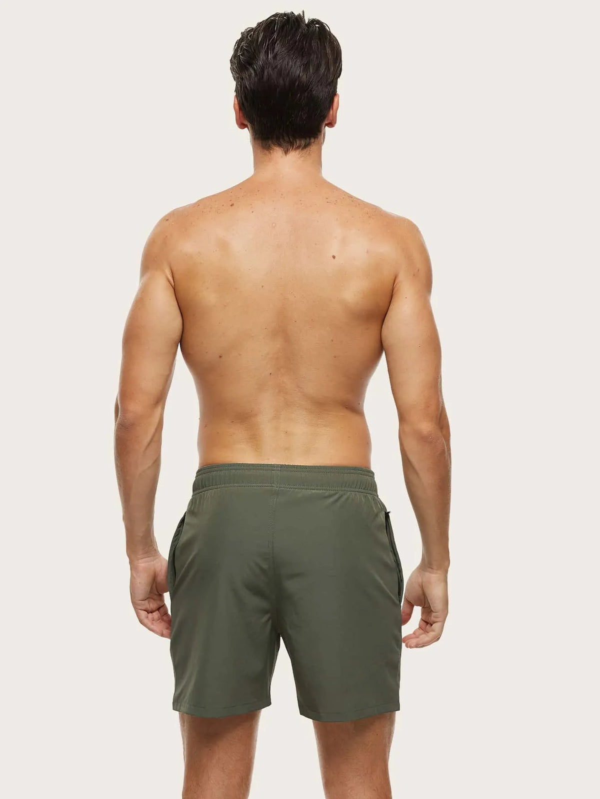 Men's Quick-Drying Elastic Swim Trunks with Zipper Pocket