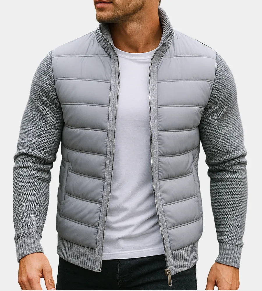 Men's Quilted Hybrid Jacket with Knit Sleeves