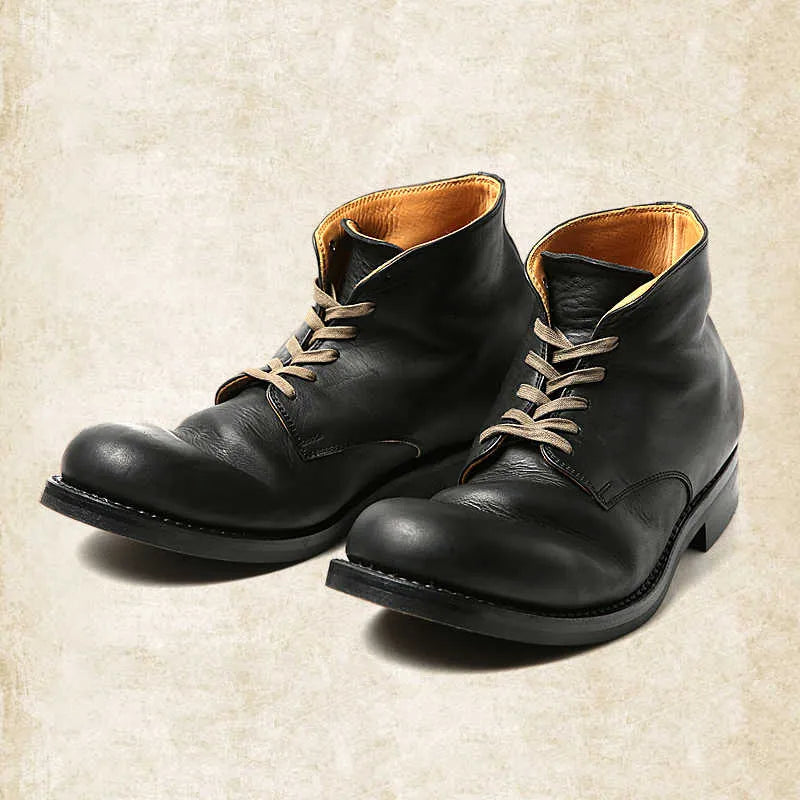 Men's Retro Leather Boots with Non-Slip Sole