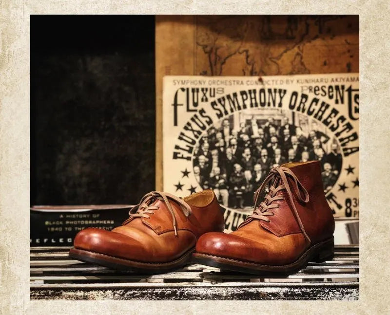 Men's Retro Leather Boots with Non-Slip Sole