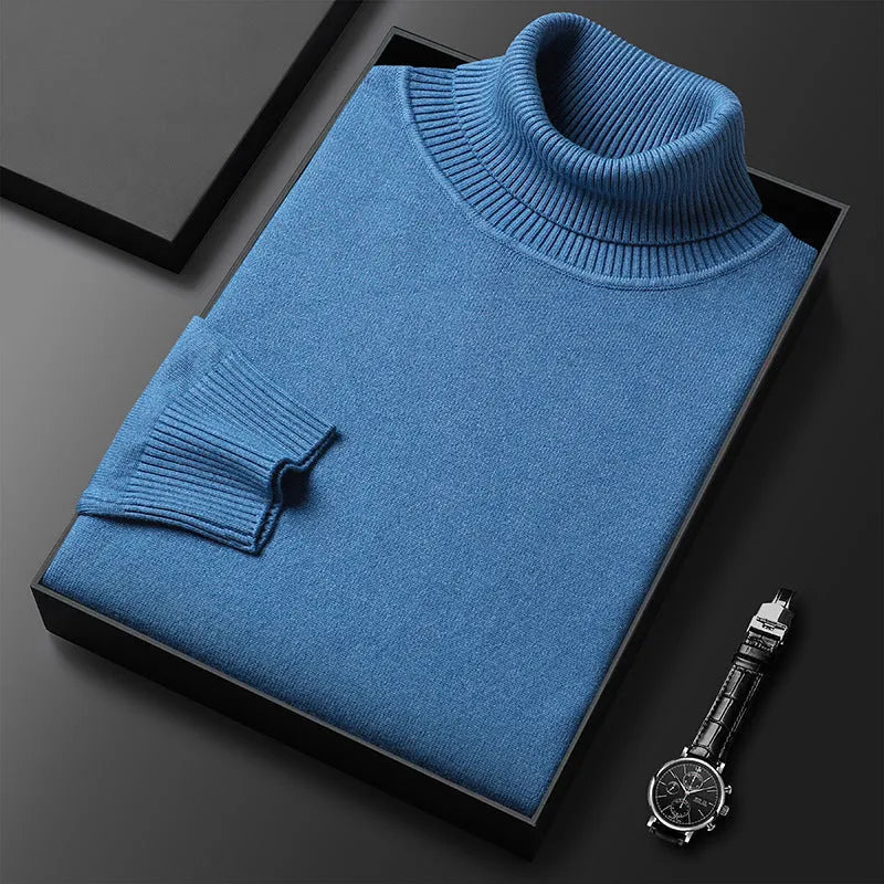 Men's Ribbed Cashmere Blend Turtleneck Sweater