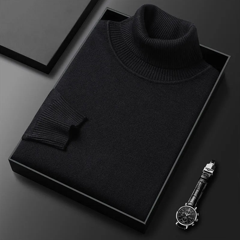 Men's Ribbed Cashmere Blend Turtleneck Sweater