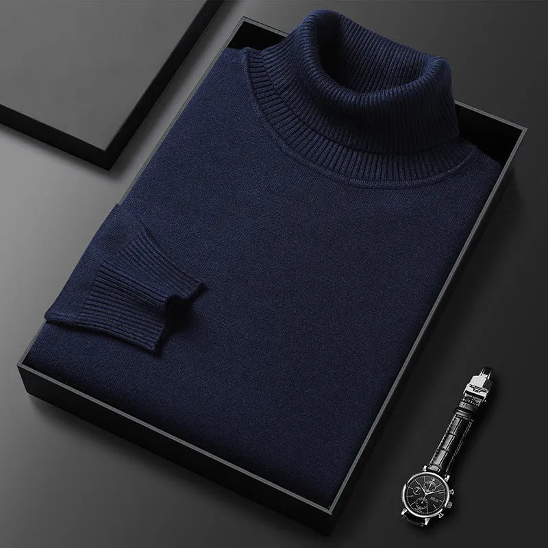 Men's Ribbed Cashmere Blend Turtleneck Sweater