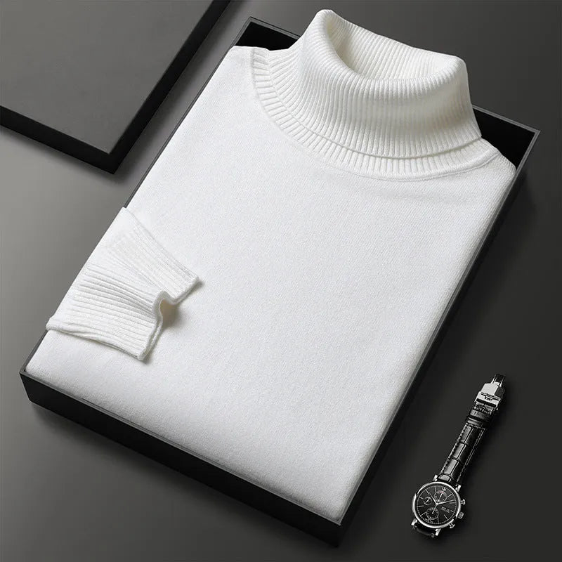 Men's Ribbed Cashmere Blend Turtleneck Sweater