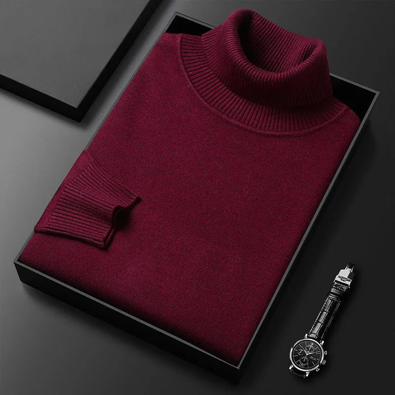 Men's Ribbed Cashmere Blend Turtleneck Sweater