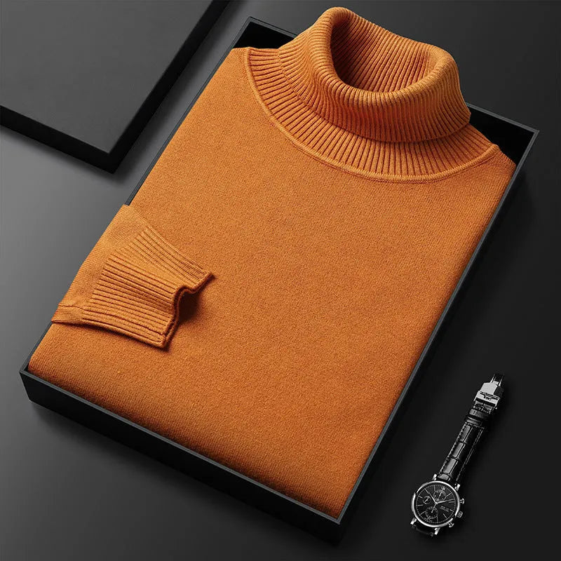 Men's Ribbed Cashmere Blend Turtleneck Sweater