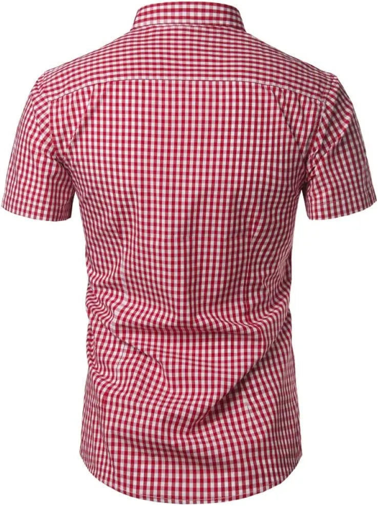 Men's Short-Sleeve Plaid Button-Down Shirt