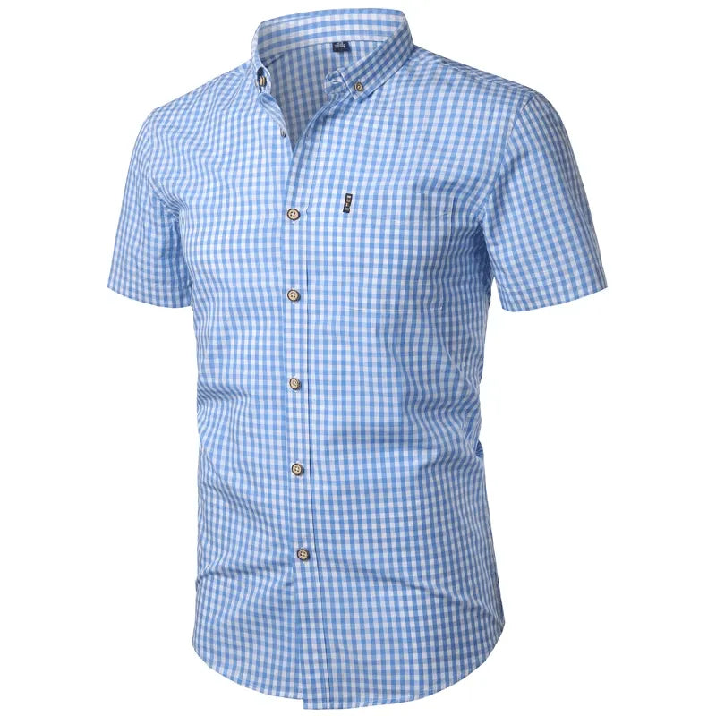 Men's Short-Sleeve Plaid Button-Down Shirt