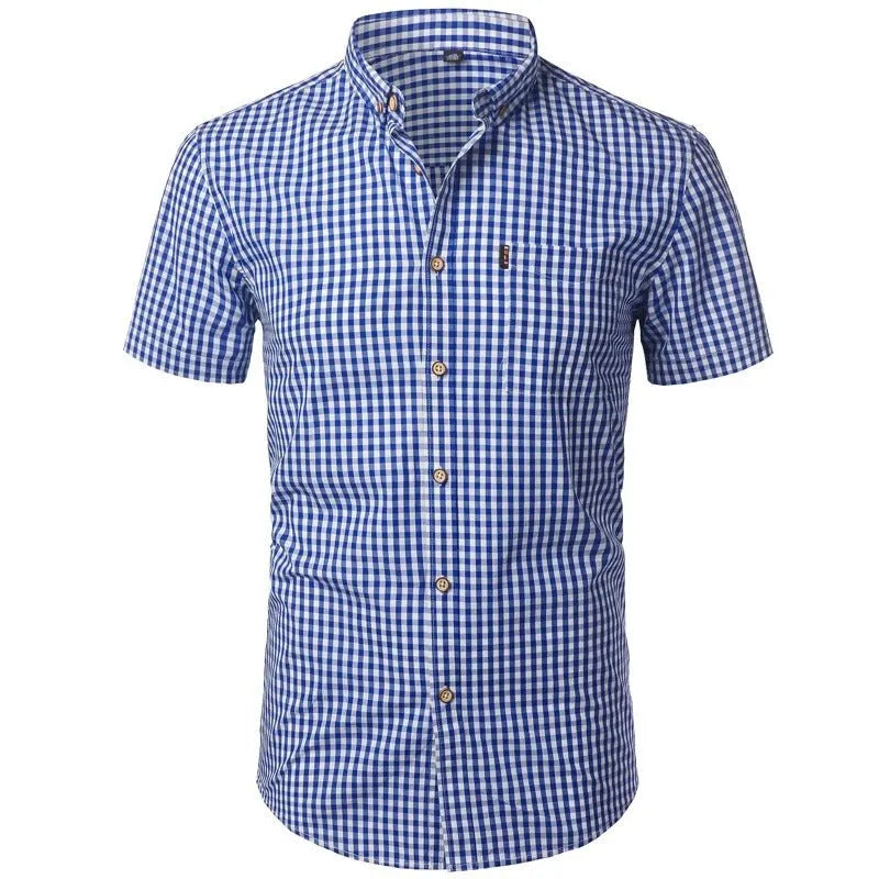 Men's Short-Sleeve Plaid Button-Down Shirt