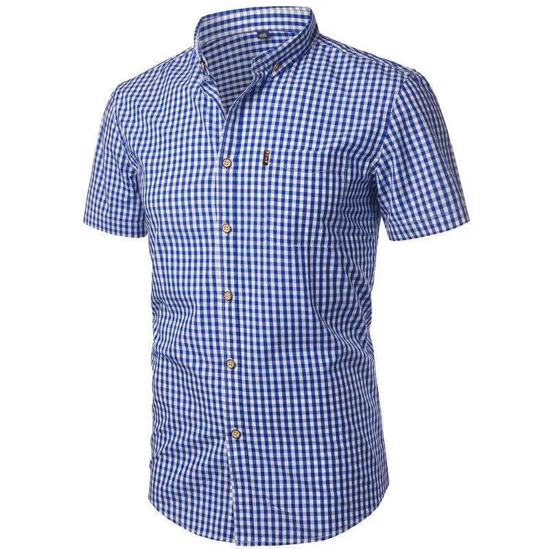 Men's Short-Sleeve Plaid Button-Down Shirt