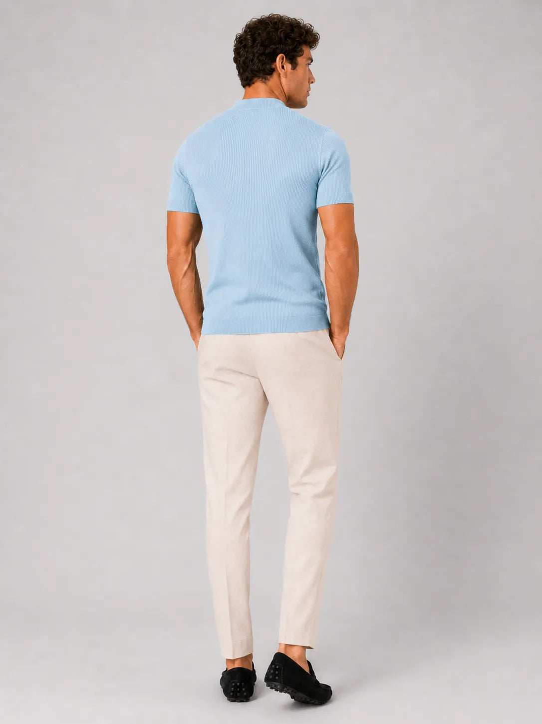 Men's Slim Fit Ribbed Mock Neck T-Shirt