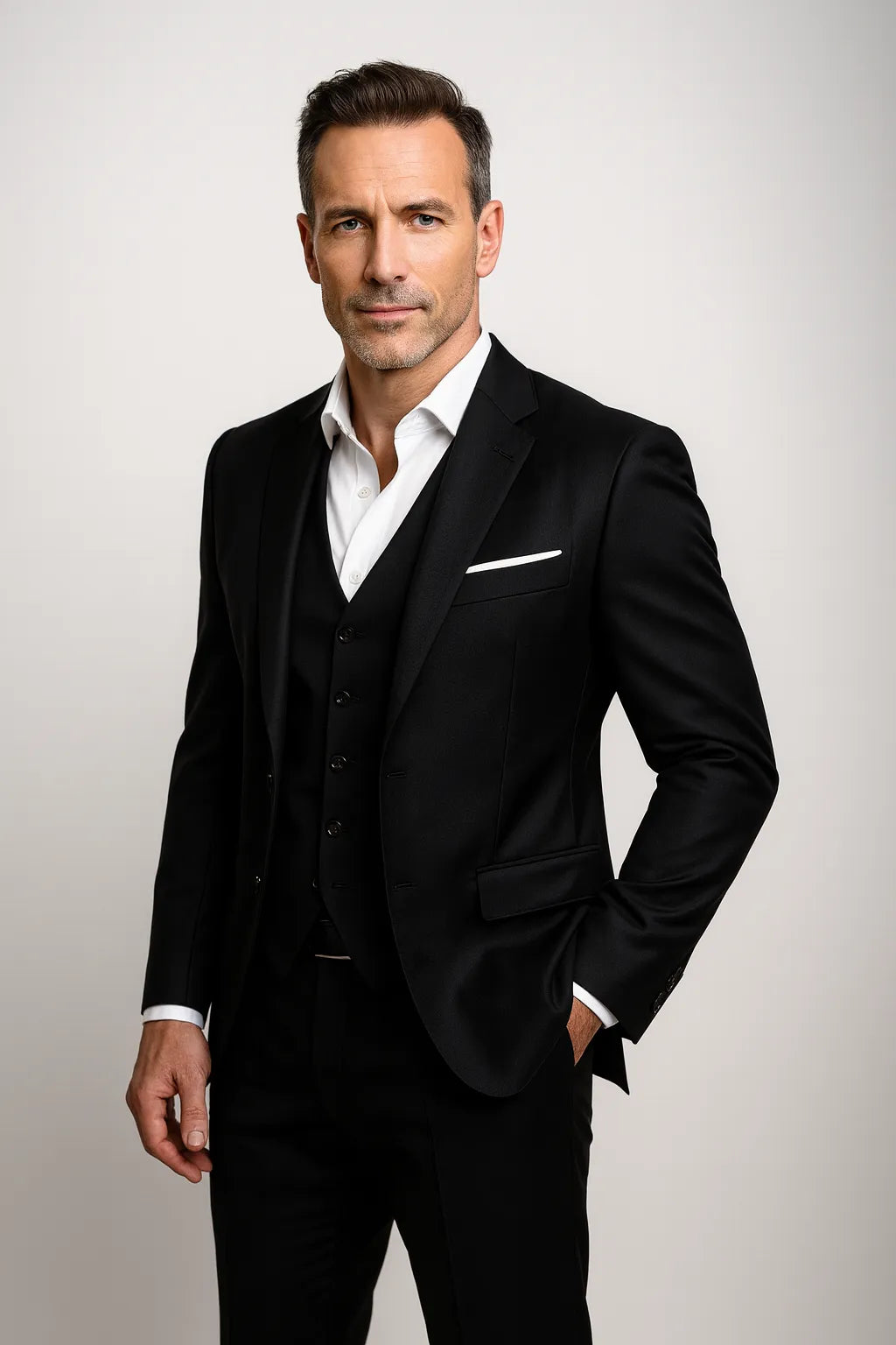 Men's Slim Fit Three-Piece Elegant Suit with Vest