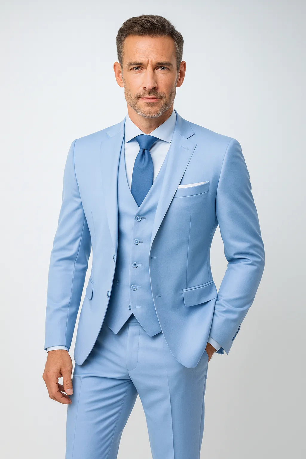 Men's Slim Fit Three-Piece Elegant Suit with Vest