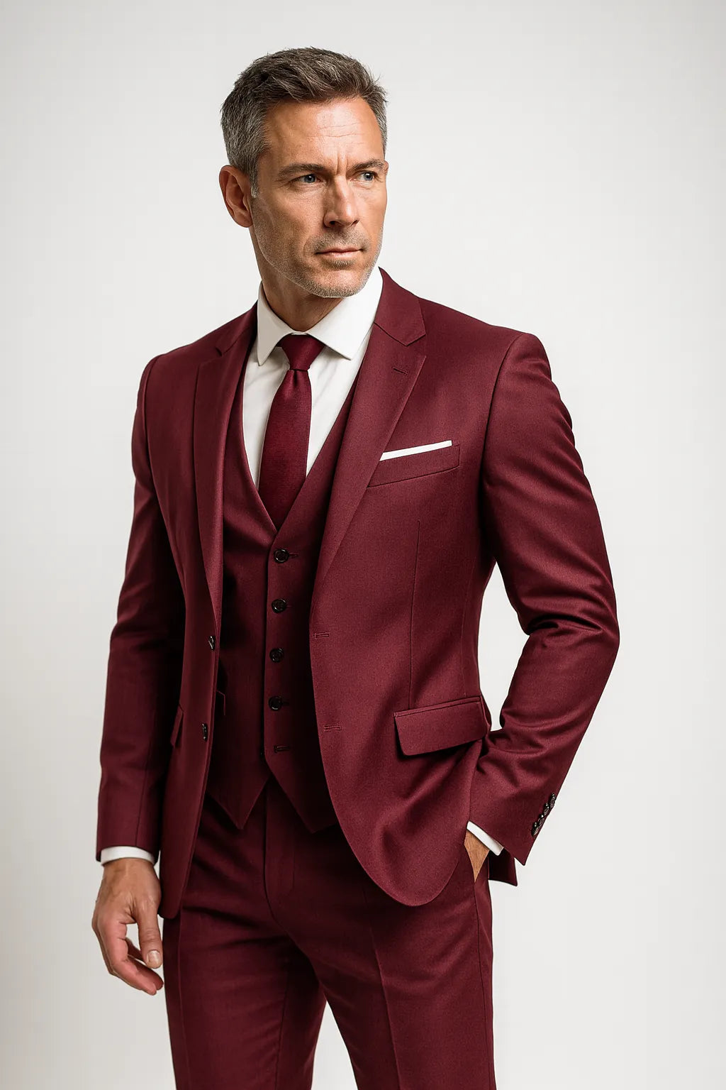 Men's Slim Fit Three-Piece Elegant Suit with Vest