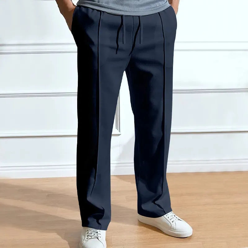 Men's Slim Fit Trousers with Drawstring Waist