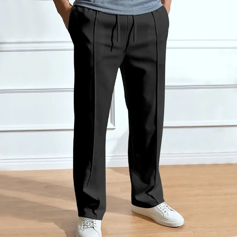 Men's Slim Fit Trousers with Drawstring Waist