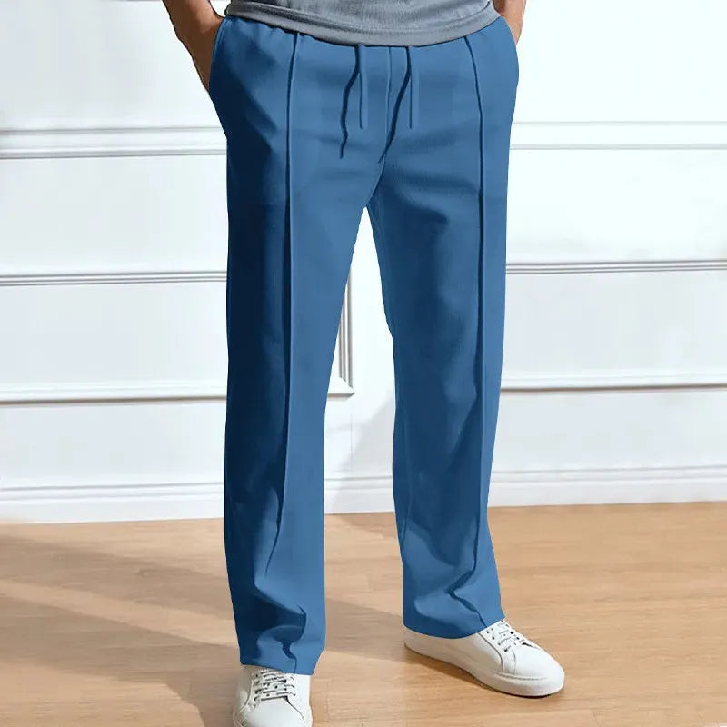 Men's Slim Fit Trousers with Drawstring Waist